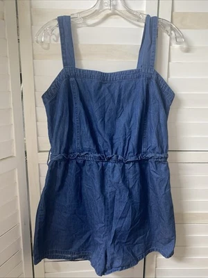 Pantalones cortos Derek Heart azul cambray algodón de una pieza grandes para mujer’s Foto 1 de 4