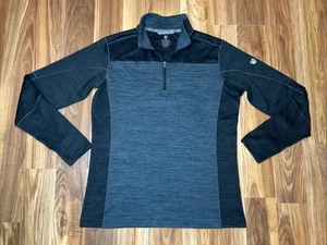 Kuhl Sweater Mens M Black Gray 1/4 Zip  Pullover Performance Hike Travel - Picture 1 of 9