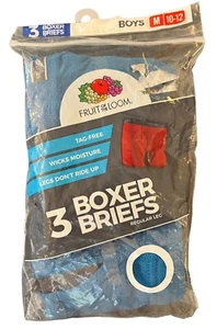 Boys Boxer Briefs Medium 10-12 Fruit of the Loom 3Pack Purple Teal Blue New - Picture 1 of 3