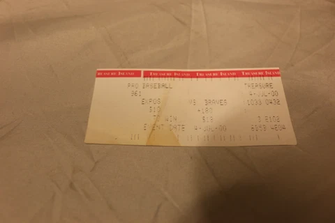 Treasure Island 2000 MLB Wager Ticket Vintage Montreal Expos Braves Cover