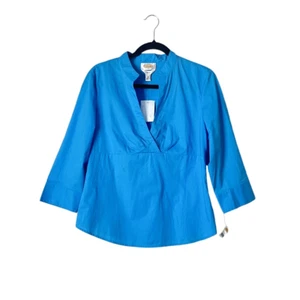 Talbots V-Neck Shirt Blouse NEW Size Medium 3/4 Sleeves *STAINED - Picture 1 of 11