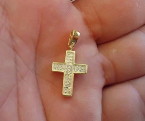  925 STERLING SILVER CROSS PENDANT W/ ACCENTS / SIZE 27MM BY 15MM / NEW DESIGN!! - Picture 1 of 6