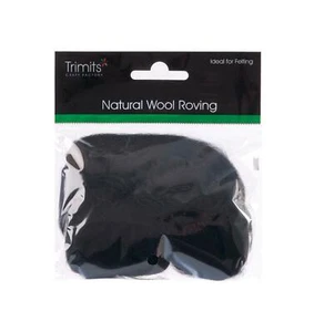 TRIMITS Natural 100% Wool Roving For Needle Felting 10g - BLACK - Picture 1 of 1