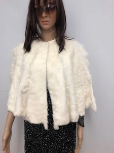 New WHITE GOAT FUR WEDDING STOLE  CAPE SHAWL One Sz. Soft Like Swakara - Picture 1 of 5