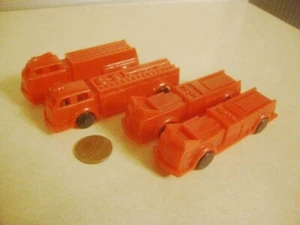 Vintage Plastic Toy Fire Trucks Engines Cereal Premium x4 Dime Store Collectible - Picture 1 of 7