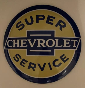 Chevrolet Super Service Bow Tie Logo Chevy Domed Button Tin Metal Sign New 16” - Picture 1 of 5