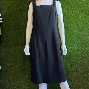 Armani Collezioni Black Size 12 Virgin Wool Sleeveless Sheath Dress - Picture 1 of 8