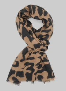 PURE FASHION LADIES POLYESTER SCARF WRAP ~ ANIMAL PRINT BEIGE 180cm x 90cm ~ NEW - Picture 1 of 3