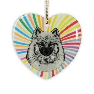 Keeshond Heart Ornament - Ceramic - Picture 1 of 1