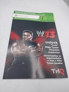 WWE 13 Xbox 360 Iron Mike Tyson Playable Superstar DLC Unlock Insert NEW Unused - Picture 1 of 1