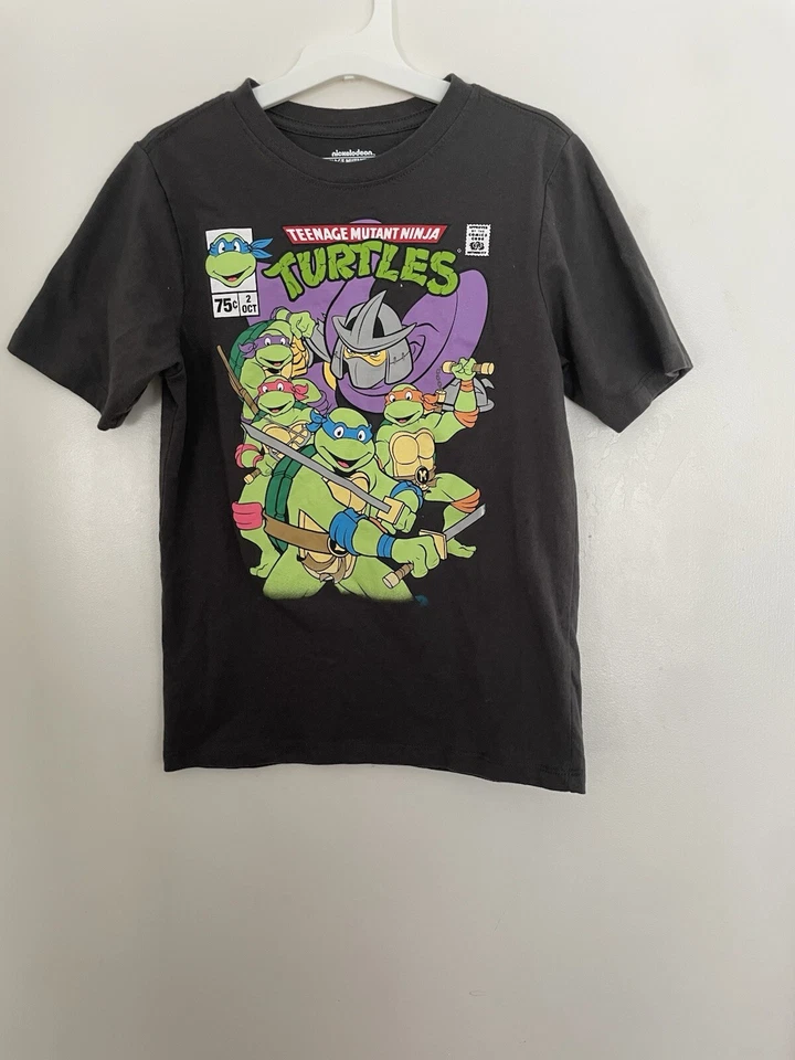 Nickelodeon Teenage Mutant Ninja Turtles Kids Boys Graphic T-Shirt Dark Gray M 8 - Image 1 of 4