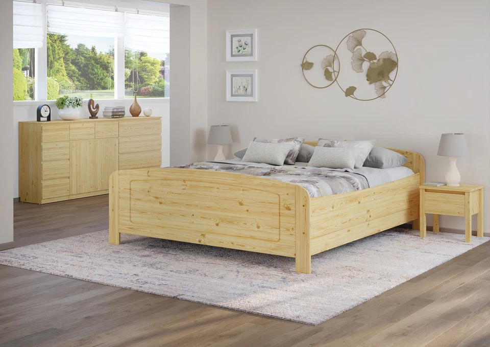 Letto in legno extra alto 160x200 letto in legno massiccio di pino - Immagine 1 di 1