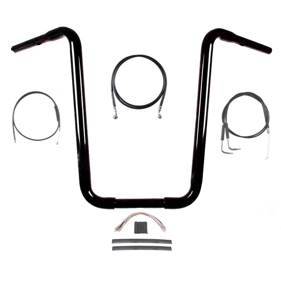 Kit de manillar Ape Hanger 2006-2011 Harley-Davidson Dyna 1 1/4" negro estrecho 20" Foto 1 de 2