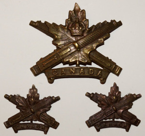 BRITISH MILITARY CAP BADGES, Canadian Machine Gun Corps Cap & Collar Set WWI CEF