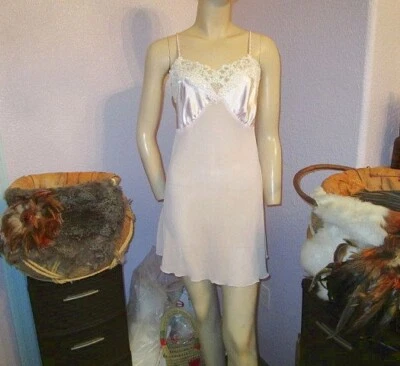 Vestido sin Mangas De Colección Dinastía Satén Talla L Encaje Hada Etérea Coqueta Lencería Nighti Foto 1 de 4