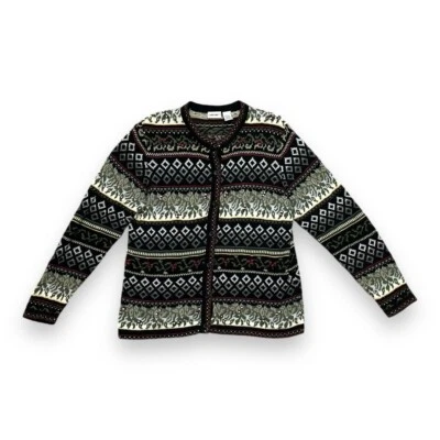 Cárdigan Cherokee Vintage Negro Invierno Tejido Estampado Para Mujer Talla Grande Vacaciones Foto 1 de 4