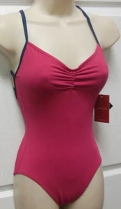 Capezio TC0008 pinch front rasberry / navy camisole pretty back ladies sizes - Picture 1 of 5