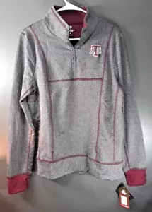Colosseum Texas A&M Quarter Zip Pullover Fleece Womens Large Herringbone Gray :) - Picture 1 of 11