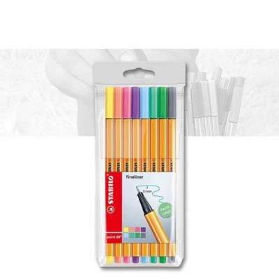 (0,59€/Stück) Stabilo Point 88 - 8er Etui Pastellfarben Fineliner 0,4 mm - Bild 1 von 2