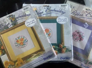3 Kits de Flores del Mes Bordadas de Cinta de Seda Nuevo en Paquete Marzo Octubre Febrero 8x8 Ea - Imagen 1 de 10