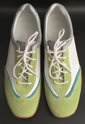 Zapatillas deportivas Vaneli Shikira para mujer talla 8N blancas de cuero verde gamuza Foto 1 de 4