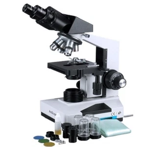 Microscopio compuesto biológico binocular LED AmScope 40X-2000X - Imagen 1 de 8