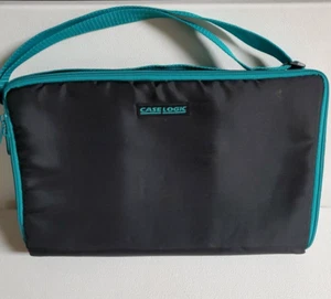 Vintage Case Logic 30 Cassette Tape Storage Holder Carry Case Teal Black USA - Picture 1 of 15