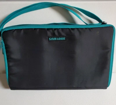 Vintage Case Logic 30 Cassette Tape Storage Holder Carry Case Teal Black USA - Image 1 of 4