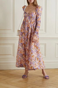 ZIMMERMANN Violet Twist Front Pink Floral Print Empire Waist Long Sleeve Dress 0 - Picture 1 of 3