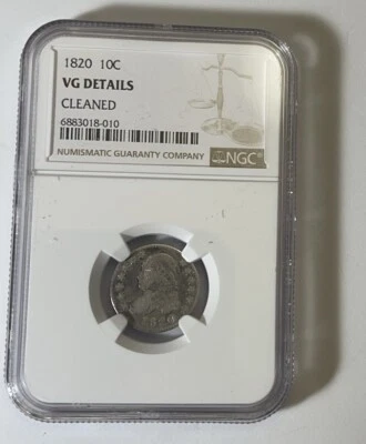 1820 1c N-10 Matron Head Large Cent NGC- VG  Details - Cleaned - Image 1 of 2
