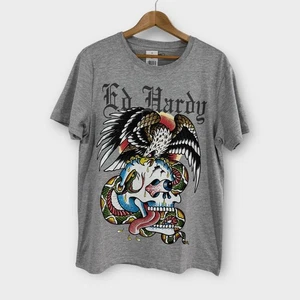 Ed Hardy Battle Skull Strass Grafik Tee Herren Gr. Medium grau T-Shirt - Bild 1 von 10