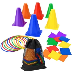 Kinder PE Activity Set Zapfen, Ringe, Sitzsäcke, Outdoor Garten Spielplatz Spiele - Bild 1 von 8