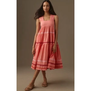 Nuevo con etiquetas por ANTHROPOLOGIE talla 1X The Helena cuello cuadrado calado: edición festoneada  - Imagen 1 de 4