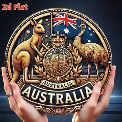 Australian Coat of Arms Decor - 7.8 Inch Round Aluminum Plaque Tin Metal Signs - Изображение 1 из 4