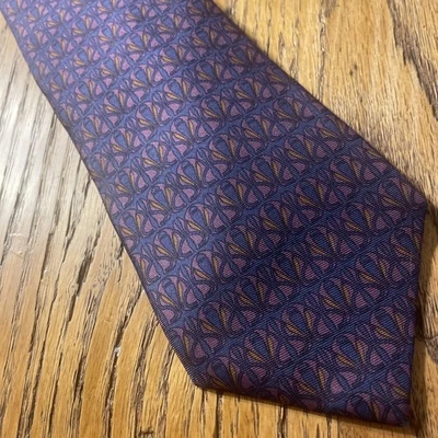 Винтажный мужской галстук ручной работы EUC Neiman-Marcus геометрический шелковый галстук - Изображение 1 из 4