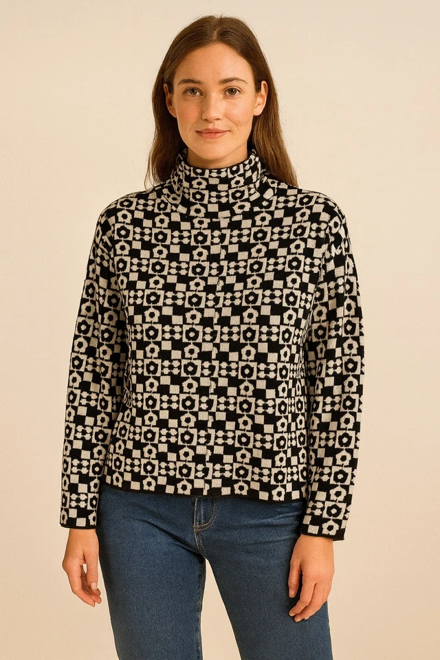 Suéter Maeve Anthropologie Mujer Pequeño Patrón Geométrico Manga Larga Mezcla de Poliéster Foto 1 de 4