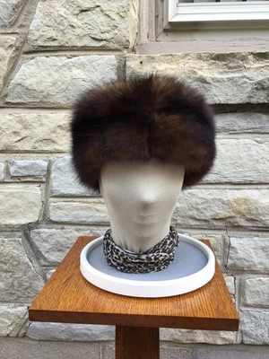 Real Fur~Headband~Sable ~ Shades of Browns ~Head Wrap~Halo~Head Scarf~23.5”~Soft - Image 1 of 4
