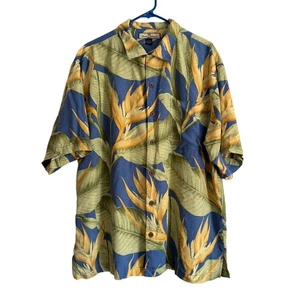 Camicia da campeggio hawaiana Tommy Bahama 100% seta uccellino del paradiso vacanza tropicale - Foto 1 di 7