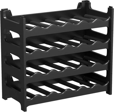 Cantinetta Portabottiglie in Plastica Modulare 24 Bottiglie Nero - Immagine 1 di 4