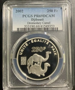 Djibouti 2002 250 Francs / Dromedary Camel / Km41 / PCGS PR69DCAM / Rare Gem! - Picture 1 of 6