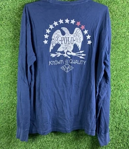 Polo Ralph Lauren Herren Poloshirt Langarm dunkelblau Baumwolle Gr. L Adler - Bild 1 von 12