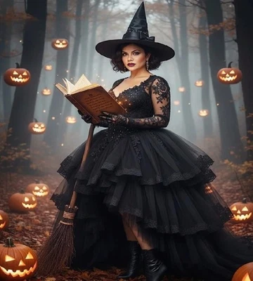  Черные готические свадебные платья с длинным рукавом большого размера изогнутые свадебные кружева - Изображение 1 из 4