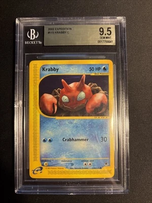 2002 Pokemon - Krabby - Non-Holo E Reader - Expedition 115/165 - BGS 9.5 Gem Min - Image 1 of 2