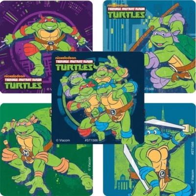 Teenage Mutant Ninja Turtles Stickers x 5 - TMNT Stickers - Birthday Favors Loot - Image 1 of 4