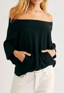 Free People 257518 Womens We the free Long Sleeve Sweater Black Size X-Small - Picture 1 of 4
