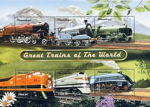 MOZAMBIQUE GREAT TRAINS OF THE WORLD STAMPS MNH 2002 TRAIN LOCOMOTIVES BRIDGE 03 - Picture 1 of 1