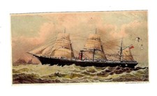 c1890 Trade Card The Maine & Kana? Sail Ship With Layout of the Ship on Back