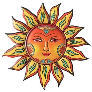 Patio Wall Art Sun Flower Wall Plaque Home Sunflower Petal-shaped Flames - Picture 1 of 7
