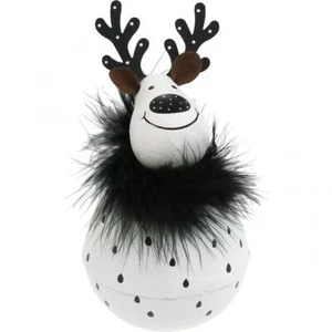 Deko-Rentier Metall Weiß Schwarz Advent Dekofigur H15,5cm Ø8cm Weihnachtsdeko - Bild 1 von 3
