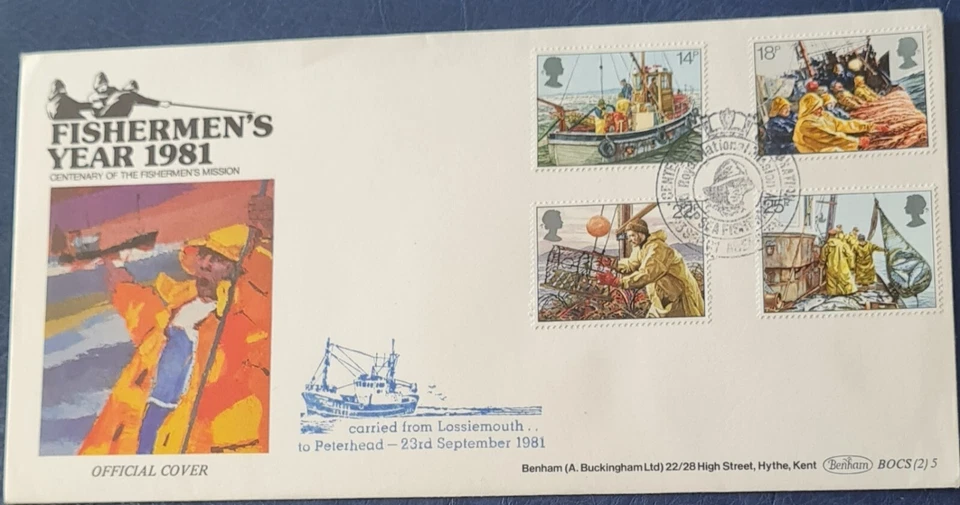 GB 1981 "Fishing Centenary of Fishermen's Mission" Benham Official FDC BOCS(2)5  - Image 1 of 1